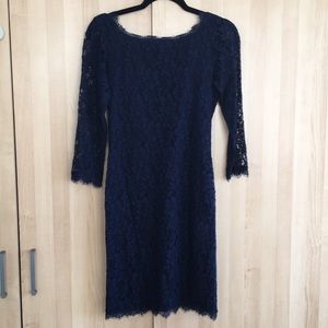 DvF Zarita mini navy lace dress